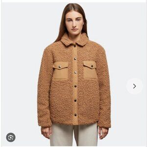 Onia Faux Sherpa Utility Lightweight Winter Jacket Coat Tan Brown Size Small